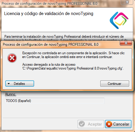 Denegado acceso al fichero novotyping.cfg