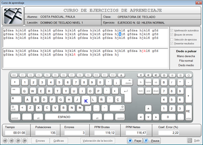 Pantalla del curso de aprendizaje