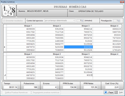 Pantalla principal del Módulo de pruebas numéricas